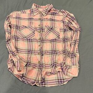 Grace & Lace Pink and Brown Plaid Shirt